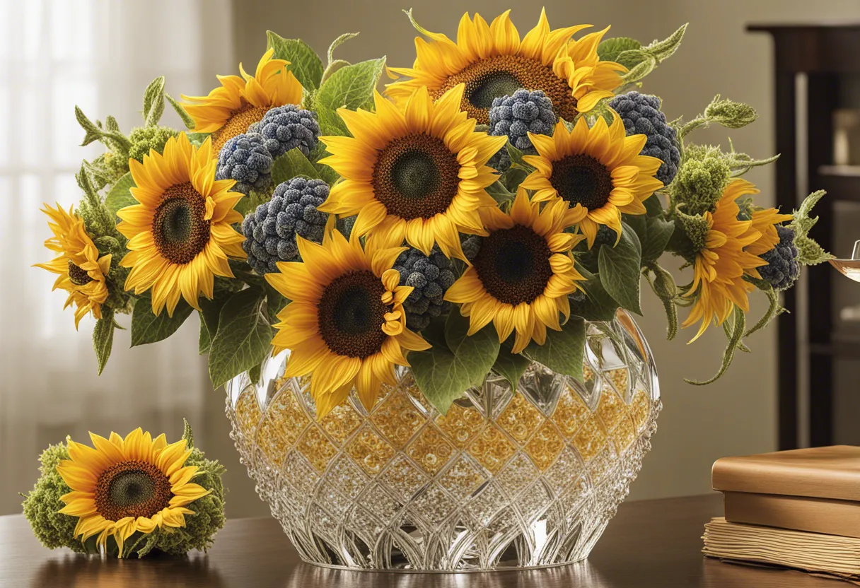 Crystal glass sunflower vase