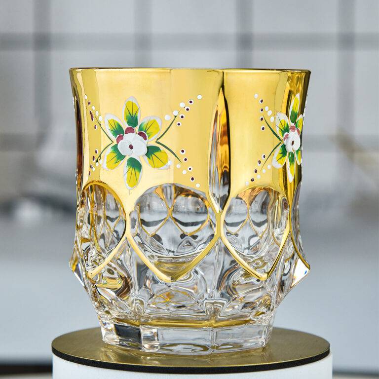 H244*W55*V800mL Enamel Flower Gold Ribbon Whiskey Decanter Sets