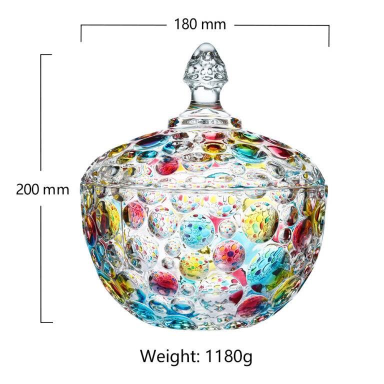 H135*W120 Nordic Creative Polka Dot Series Hand-Painted Crystal Glass Sugar Bowl with Lid