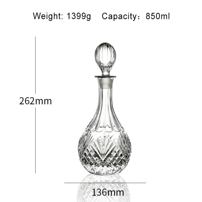 H262*W136*V850mL Vintage Lead Crystal Whiskey Decanter with Stopper