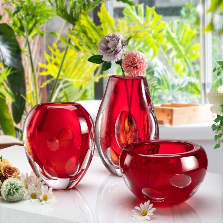 D105*D210*H345mm Red Big Round Bubble Flower Vase Sets