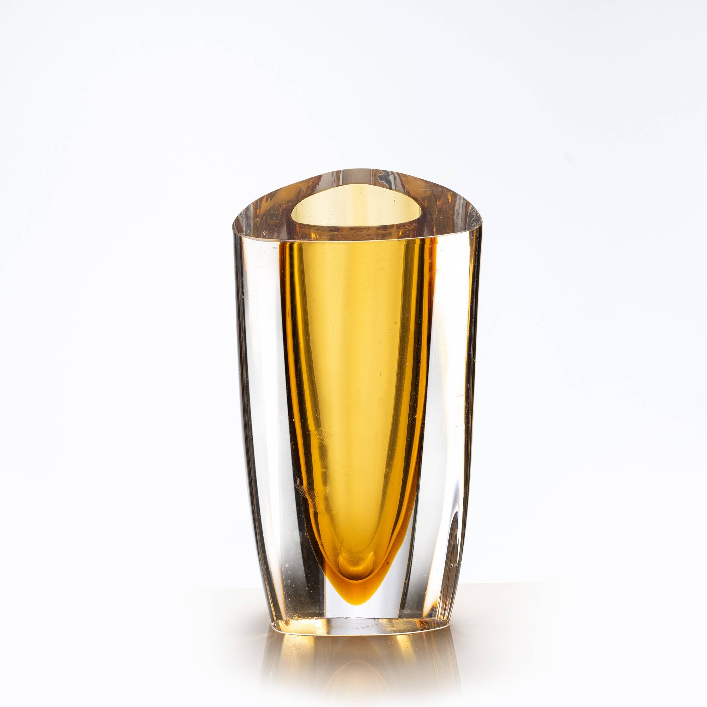 D140*H260 mm Amber Beveled Glass Ornament Vase