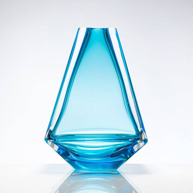 L85*W95*D200*H255 mm Blue Glass Table Lamp Base Vase