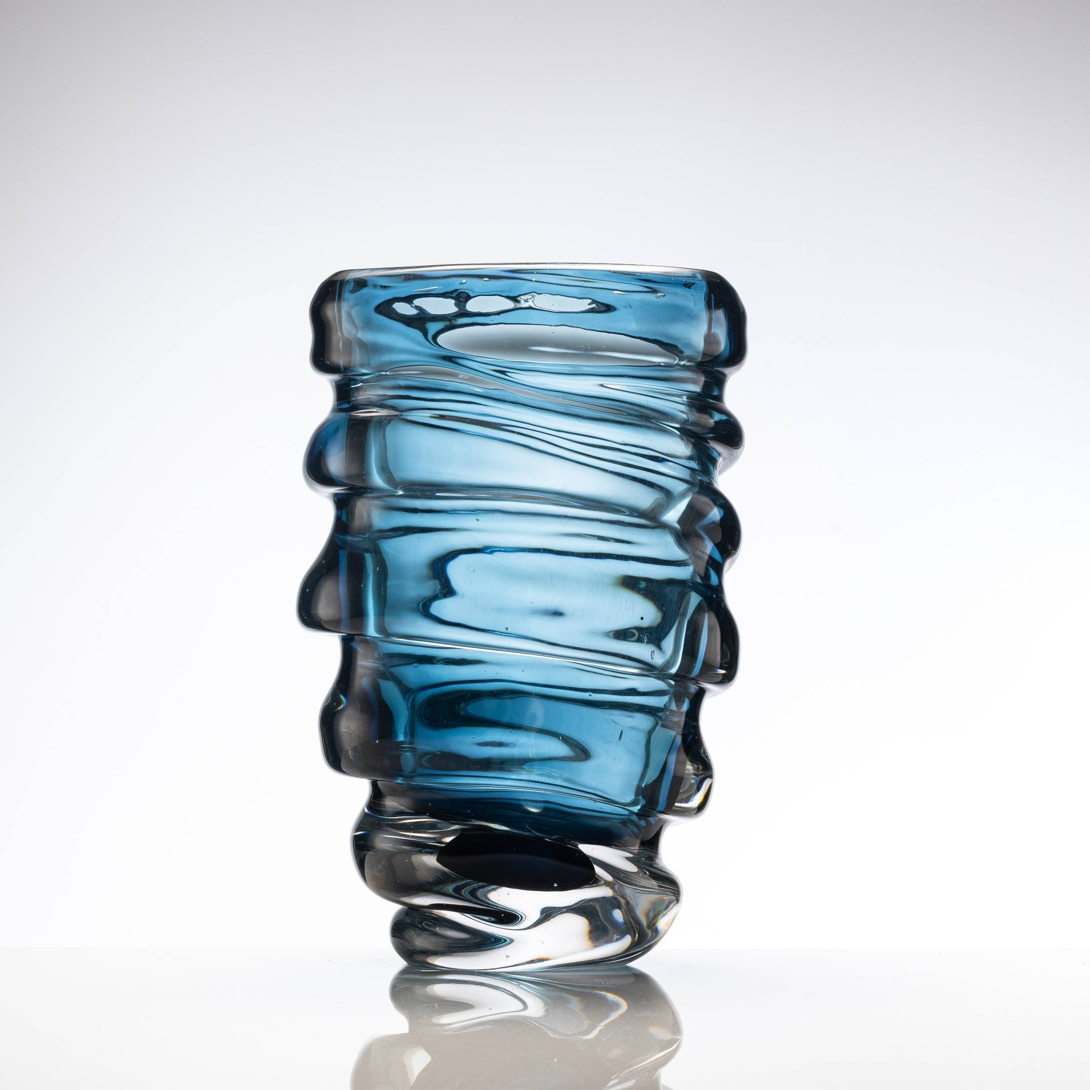 D255*H420 mm Ink Blue Spiral Glass Vase