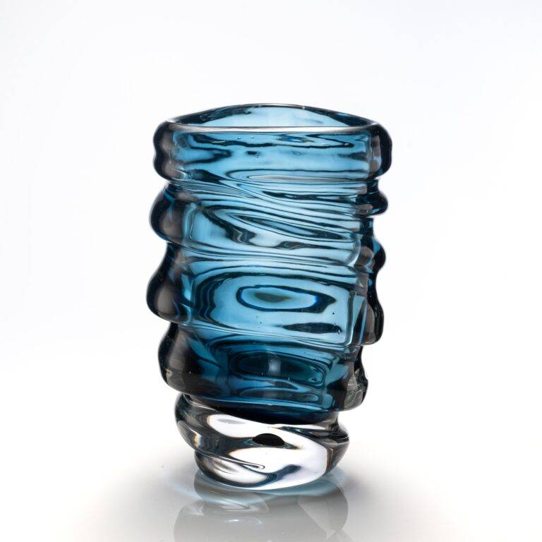 D255*H420 mm Ink Blue Spiral Glass Vase