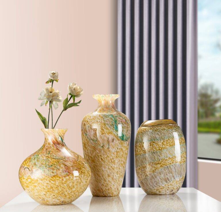 D220*H410 mm Yellow and White Flower Dot Crystal Vase Sets