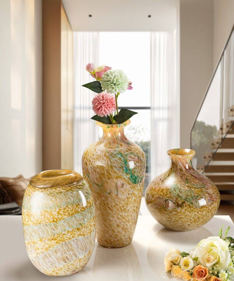 D220*H410 mm Yellow and White Flower Dot Crystal Vase Sets