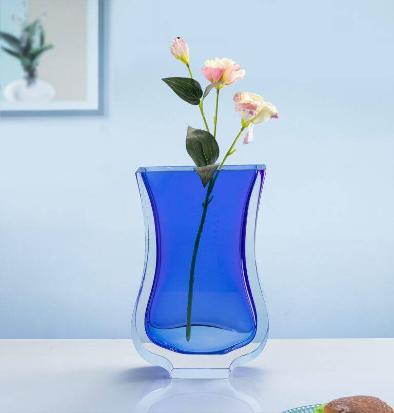 D230*H380 mm Royal Blue Flat Square Flower Vase - Large Size