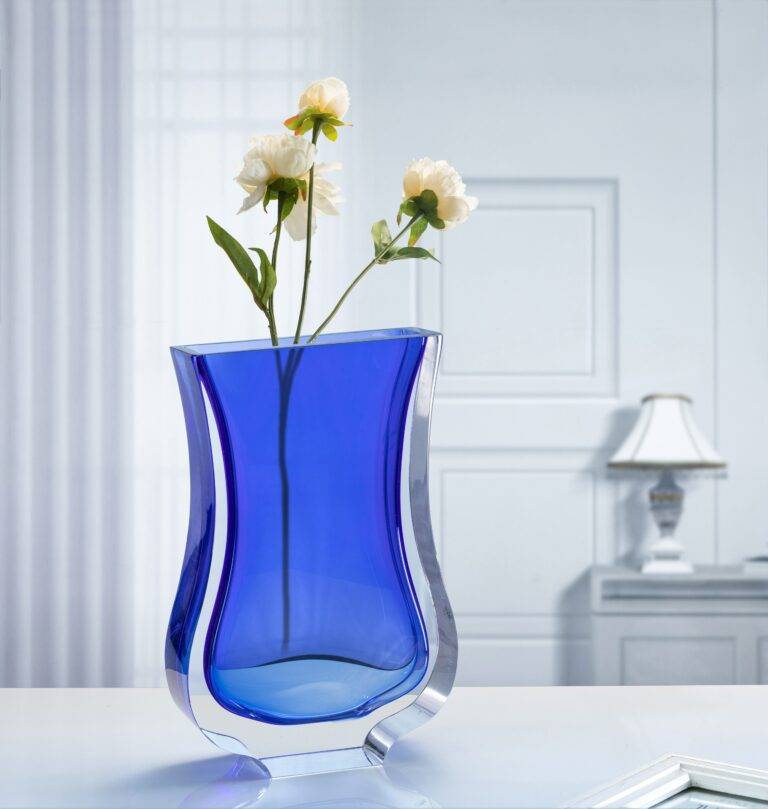 D230*H380 mm Royal Blue Flat Square Flower Vase - Large Size