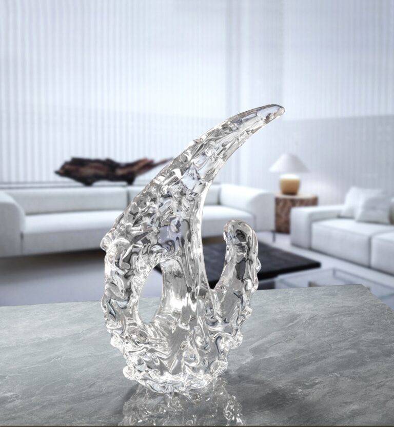 W250*H400 mm Clear Crescent Coral Crystal Ornament - Large