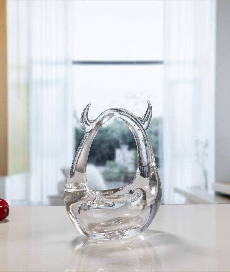 H150 mm Clear Glass Ox Horn Crystal Bag Rack