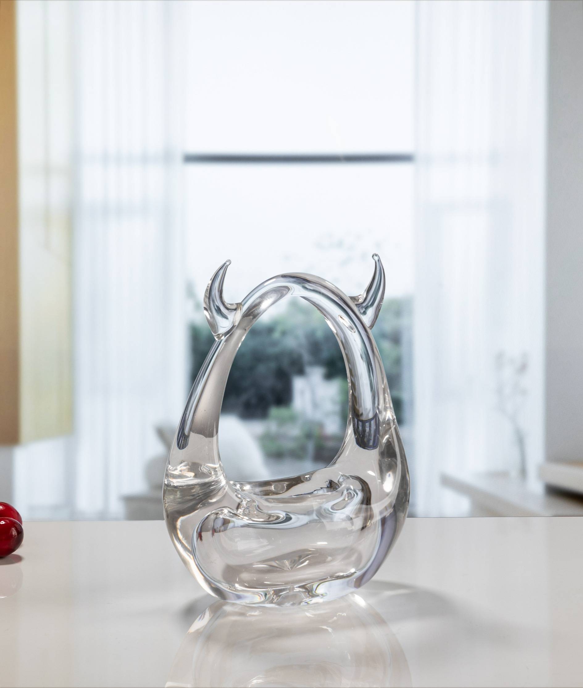 H150 mm Clear Glass Ox Horn Crystal Bag Rack