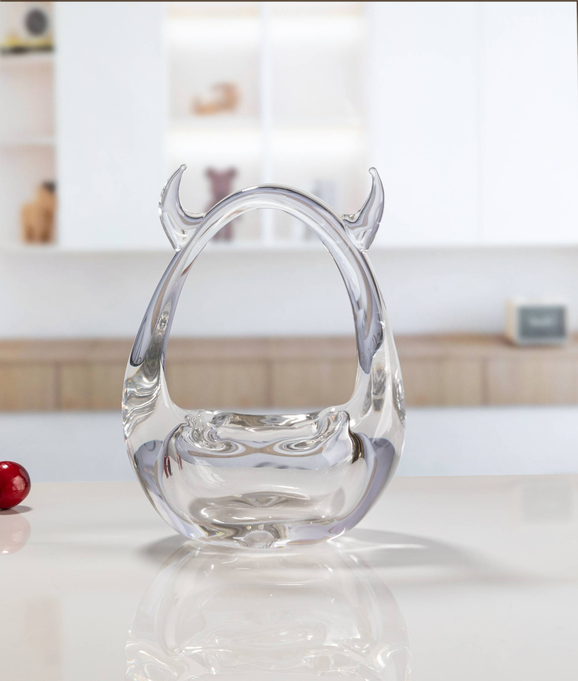 H150 mm Clear Glass Ox Horn Crystal Bag Rack