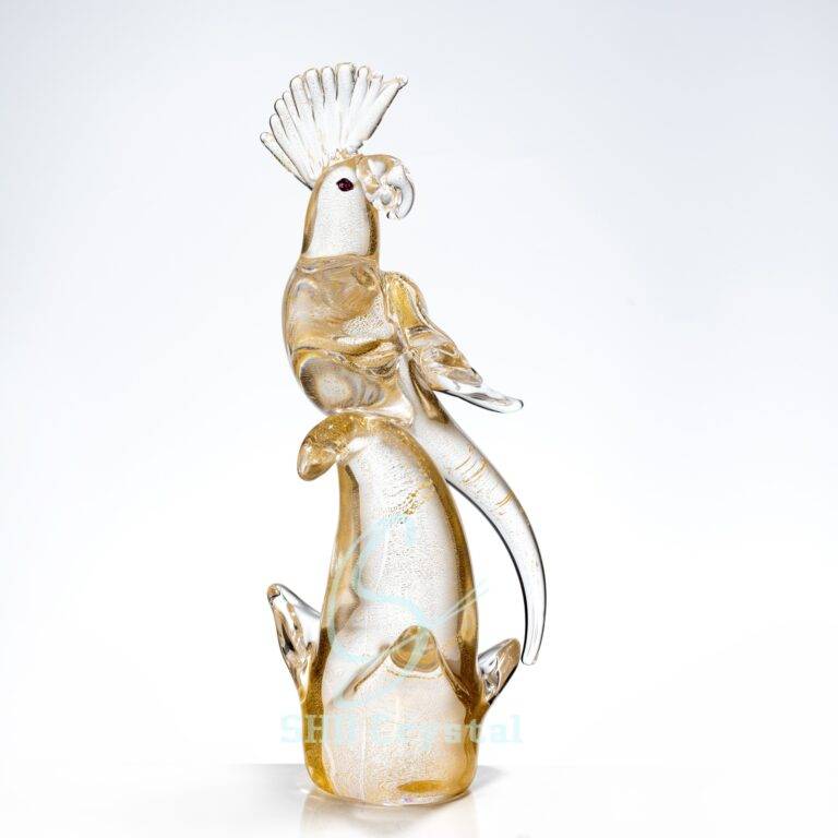 L380*W180*H370 mm Gold Foil Parrot Shaped Glass Ornament