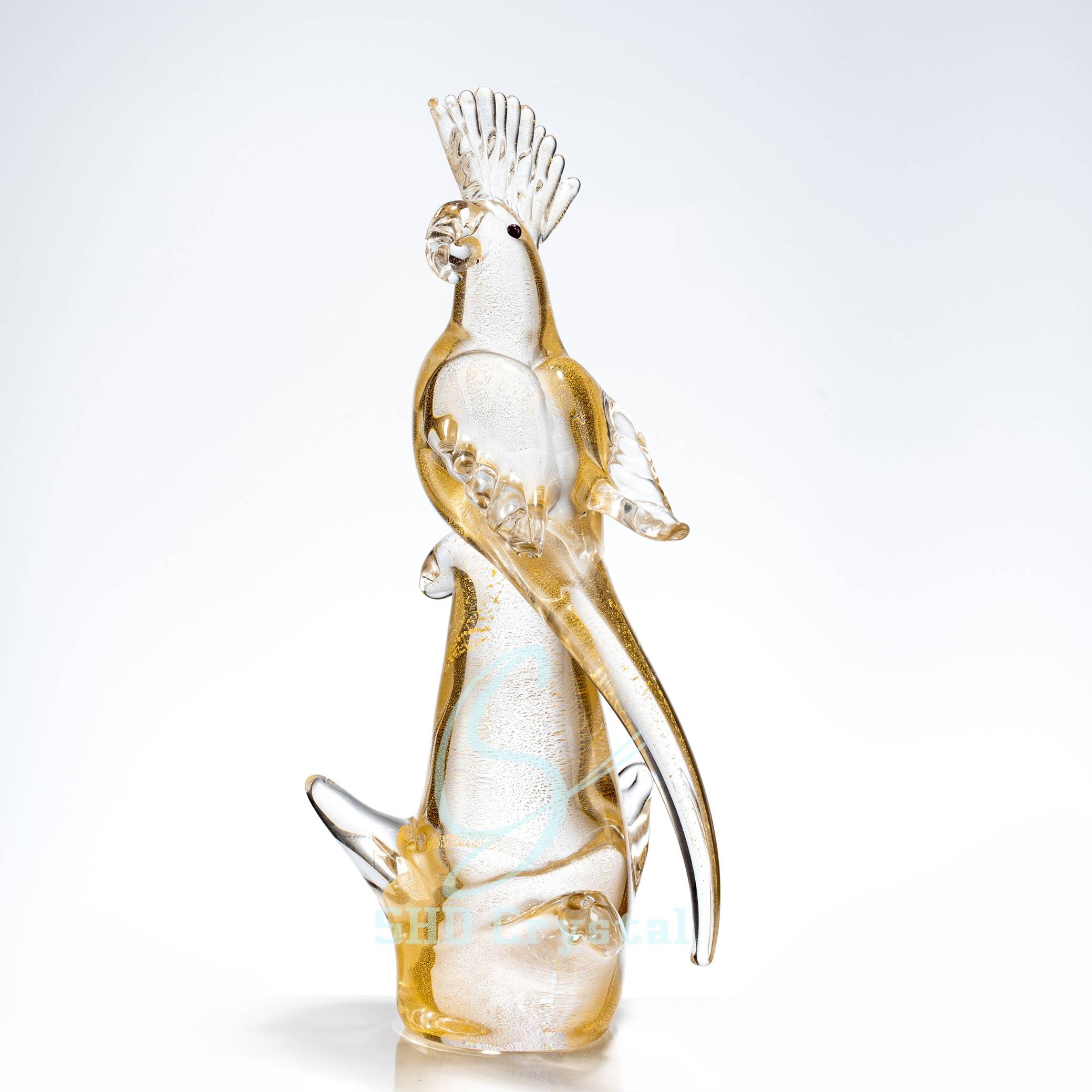 L380*W180*H370 mm Gold Foil Parrot Shaped Glass Ornament