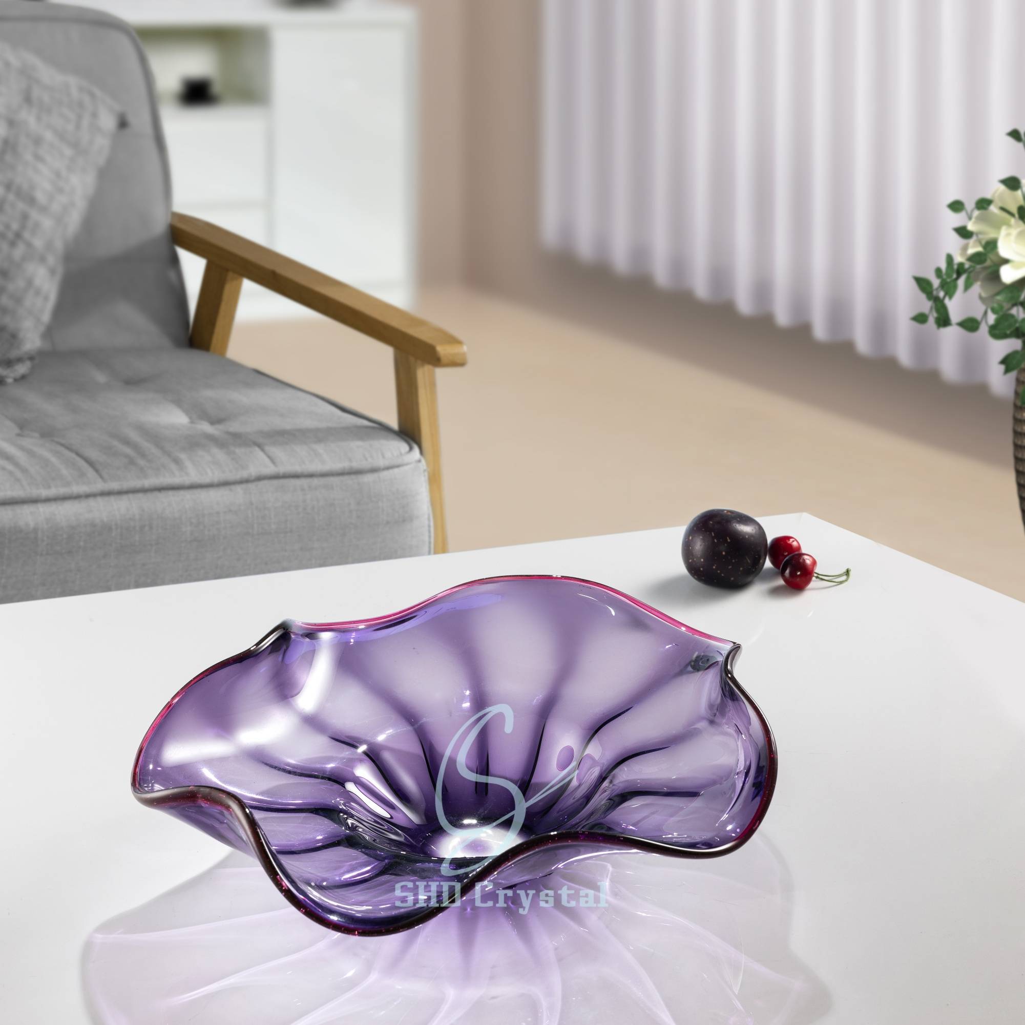 D420*H200 mm Purple Blue Creative Crystal Fruit Plate