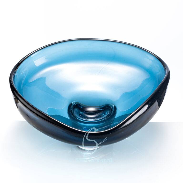 D320*H120 mm Dark Blue Low-Legged Glass Fruit Plate