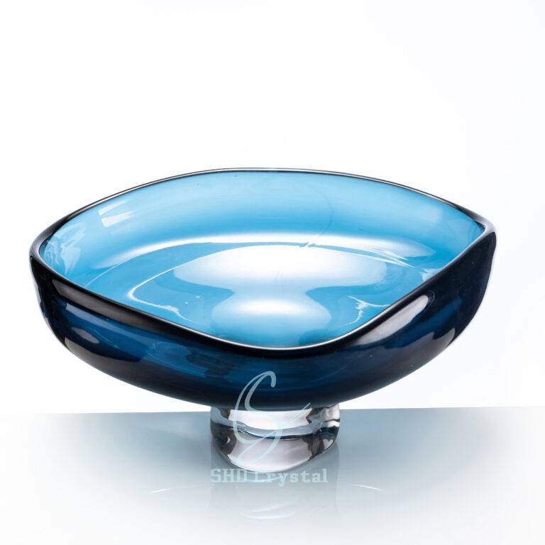 D320*H120 mm Dark Blue Low-Legged Glass Fruit Plate