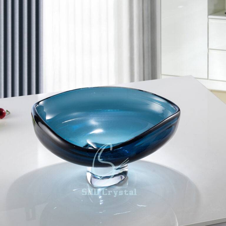D320*H120 mm Dark Blue Low-Legged Glass Fruit Plate