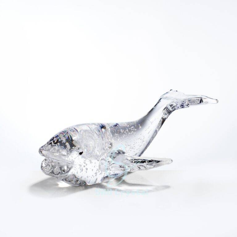 L300mm Clear Bubble Big Whale Glass Sculpture