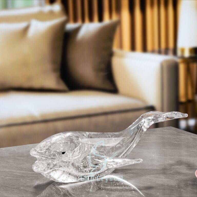 L300mm Clear Bubble Big Whale Glass Sculpture
