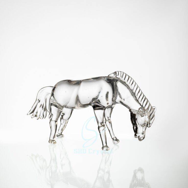 L410*W120*H200 mm Clear Crystal Drinking Horse Ornament