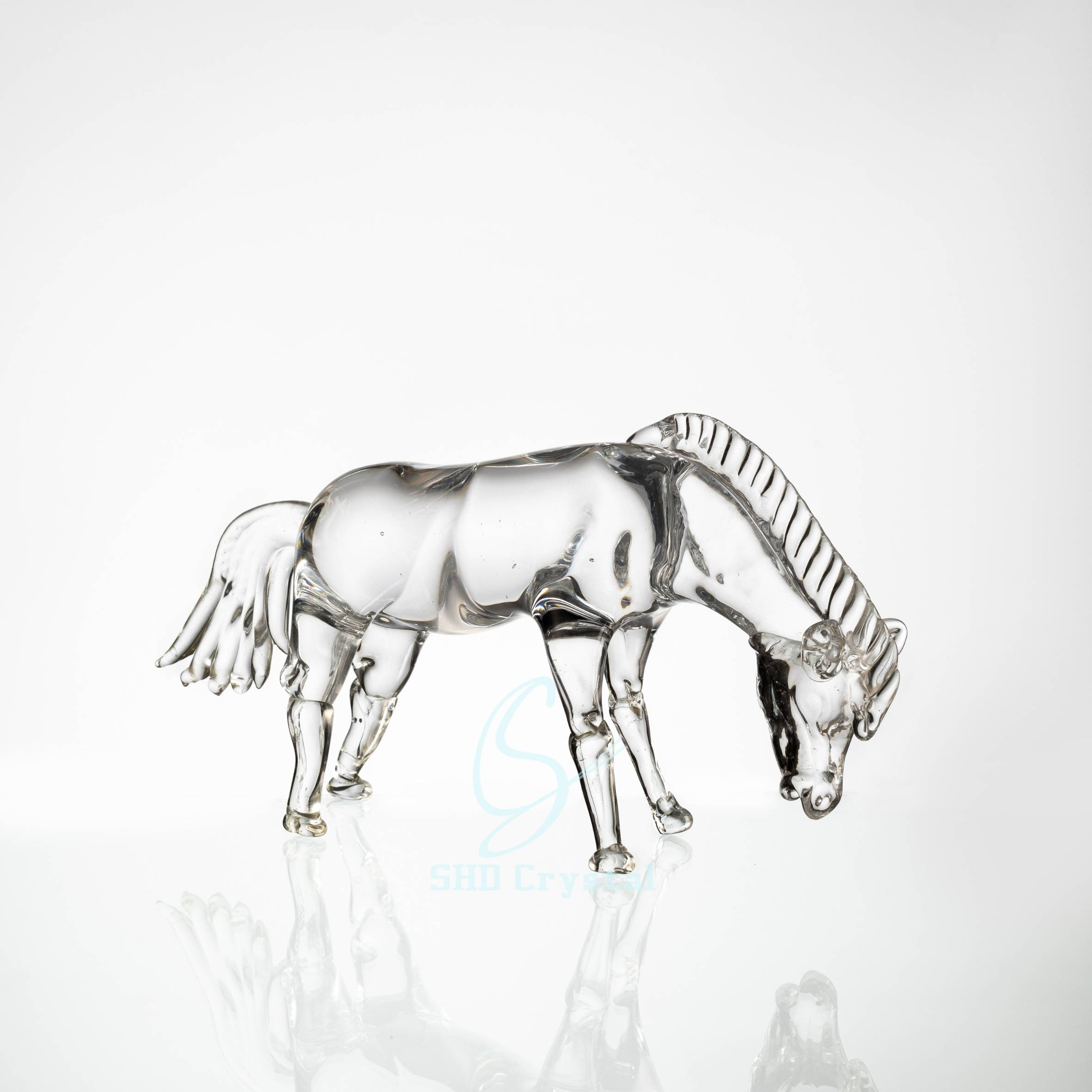 L410*W120*H200 mm Clear Crystal Drinking Horse Ornament