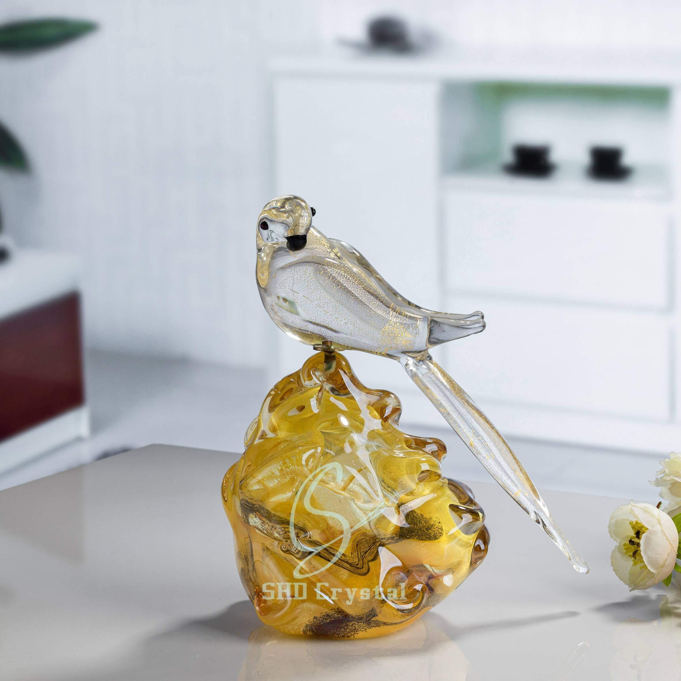 L240*W200*H240 mm Crystal Gold Foil Magpie Heralding Spring