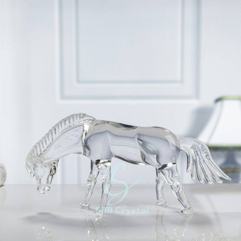 L410*W120*H200 mm Clear Crystal Drinking Horse Ornament