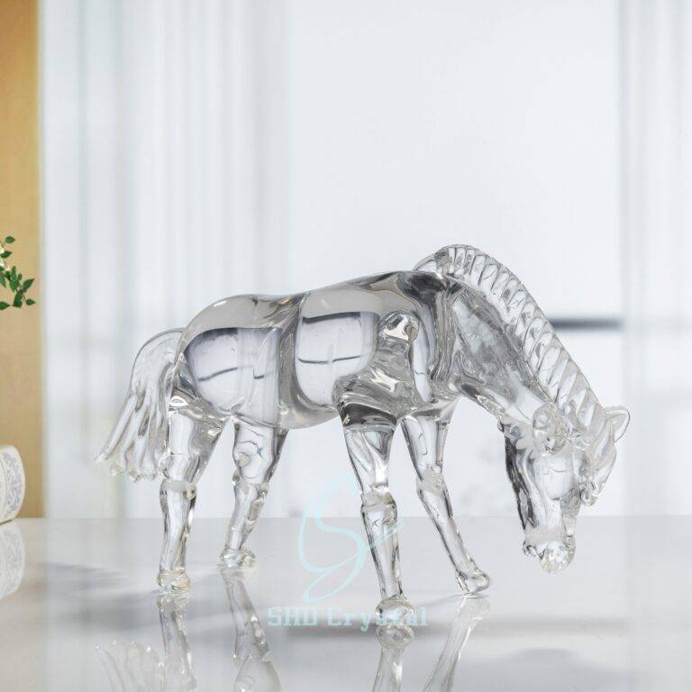 L410*W120*H200 mm Clear Crystal Drinking Horse Ornament
