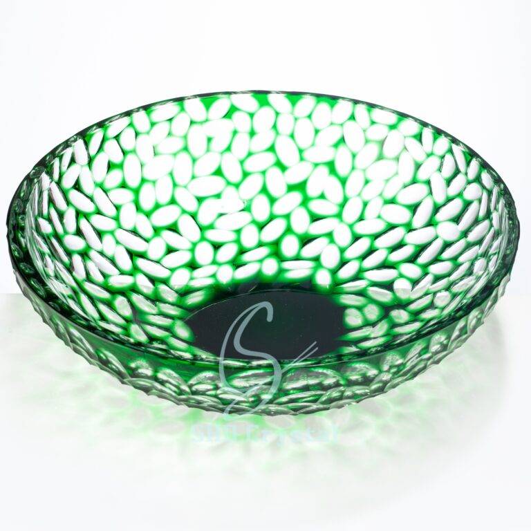 D400*H130 mm Green Carved Crystal Bowl