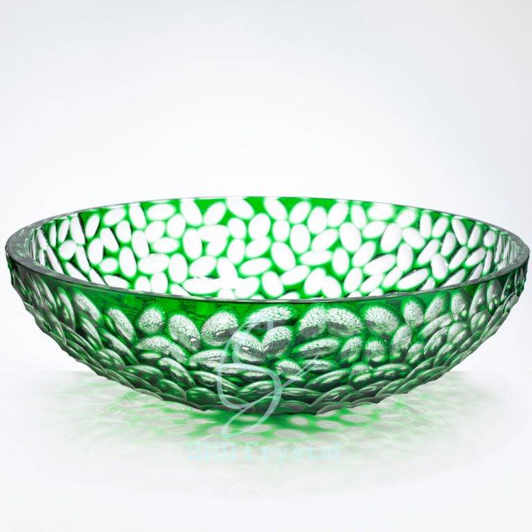 D400*H130 mm Green Carved Crystal Bowl