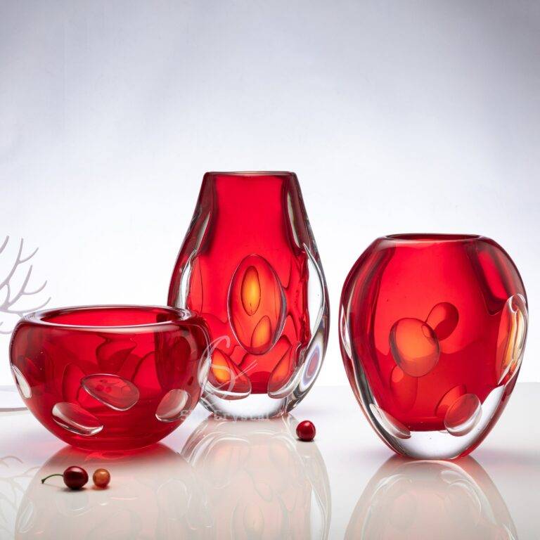 D105*D210*H345mm Red Big Round Bubble Flower Vase Sets