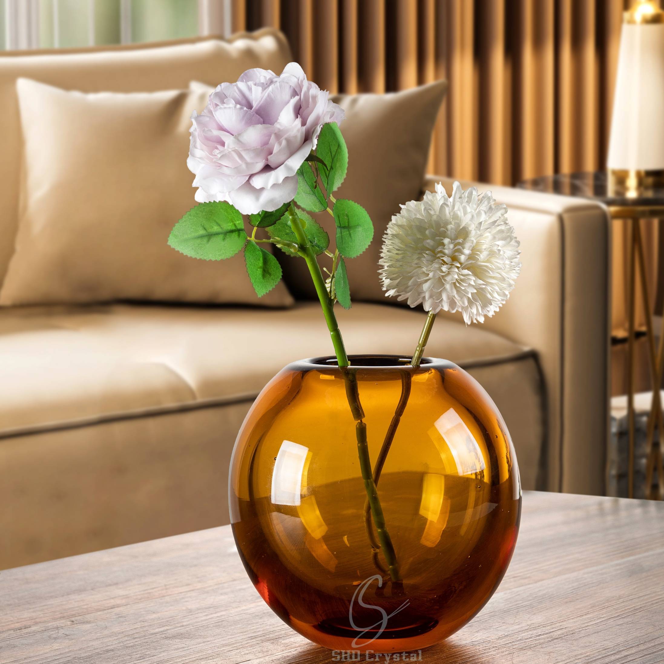 D120*T90*H120 mm Amber Gold Crystal Small Flat Bottle (Perfume Bottle)