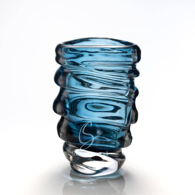 D255*H420 mm Ink Blue Spiral Glass Vase
