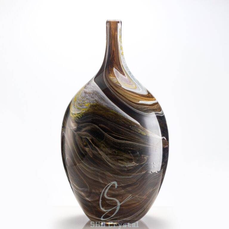 D230*T150*H440 mm Purple and White Yin and Yang Crystal Appreciation Vase