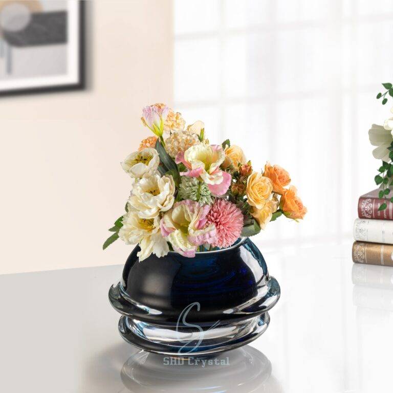 D230*H140 mm Ink Blue Waist Crystal Flower Vase