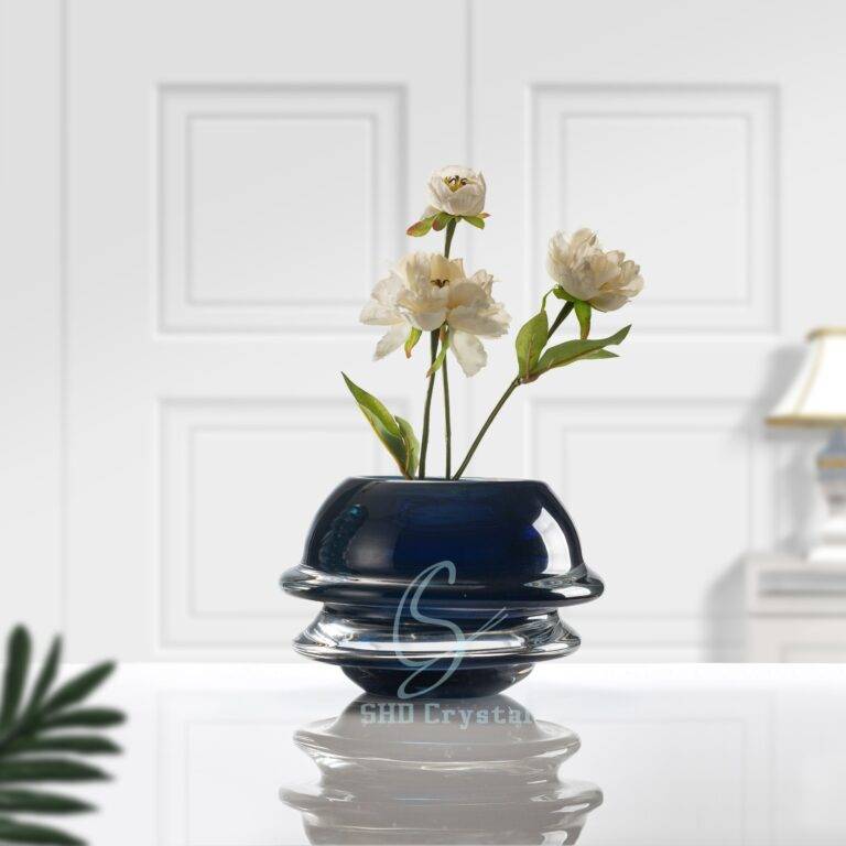 D230*H140 mm Ink Blue Waist Crystal Flower Vase