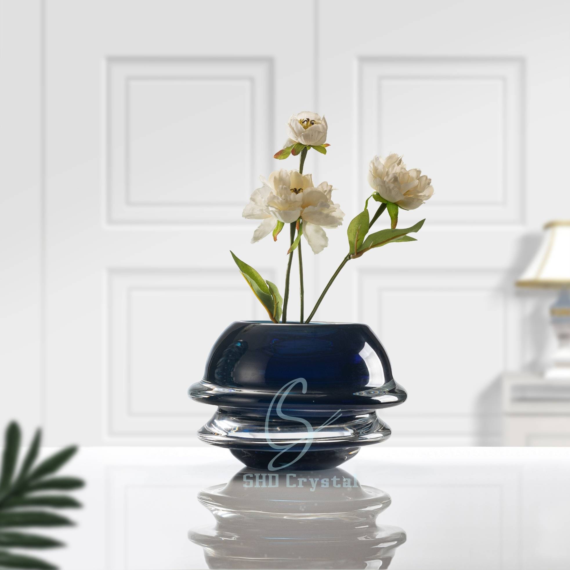 D230*H140 mm Ink Blue Waist Crystal Flower Vase