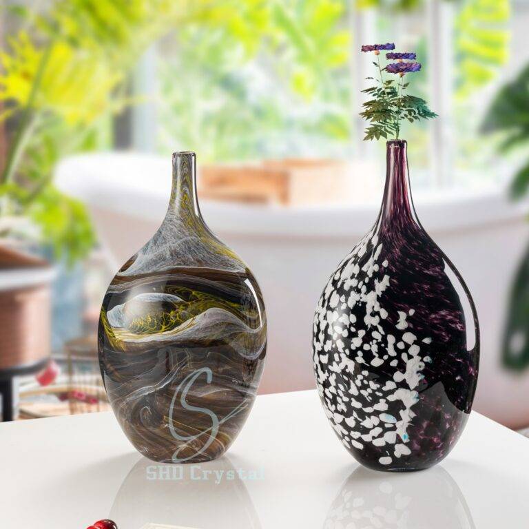 D230*T150*H440 mm Purple and White Yin and Yang Crystal Appreciation Vase