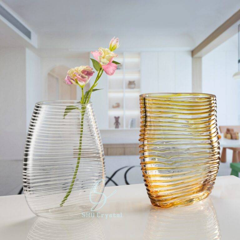D230*H290 mm Amber Wire Waist Crystal Flower Vase