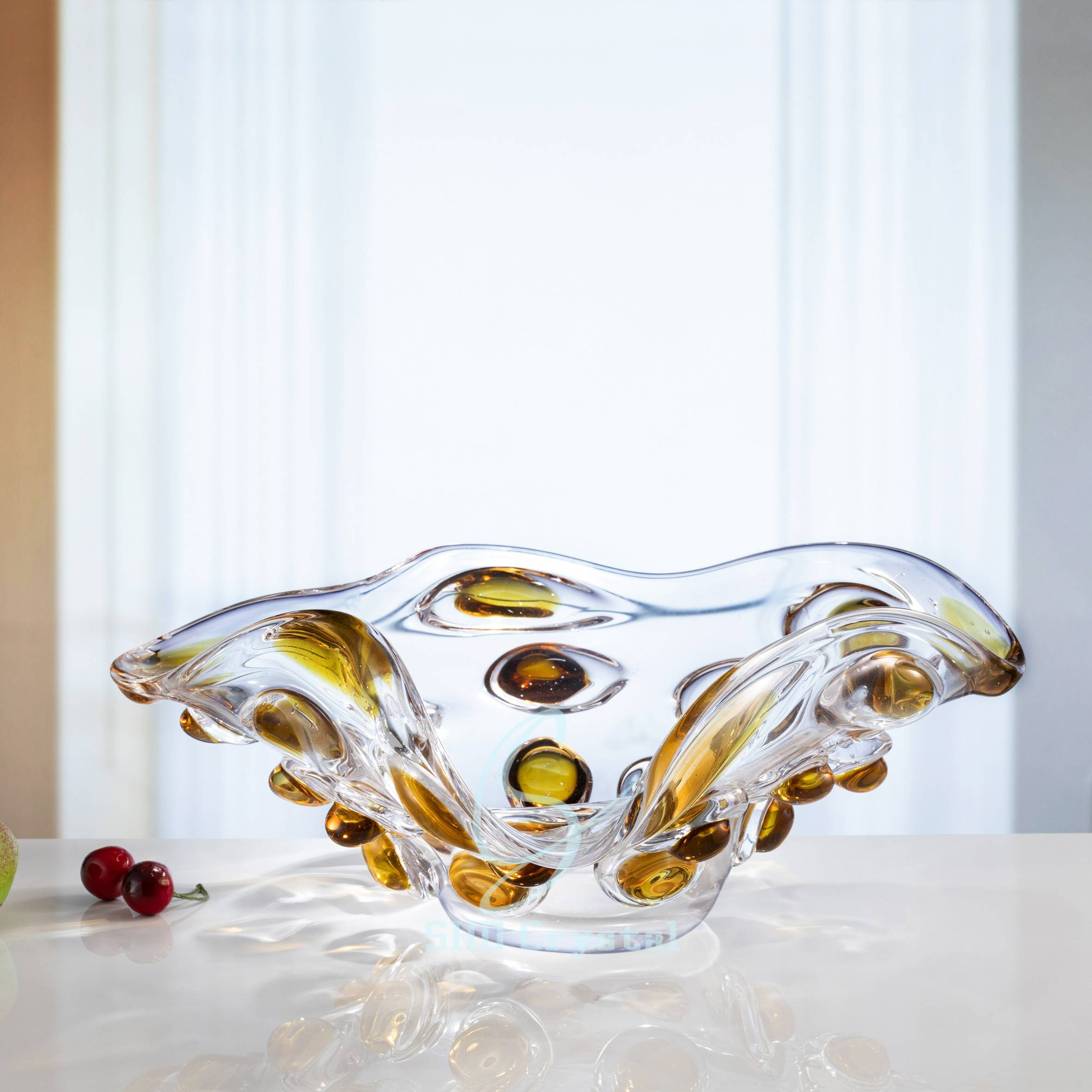 D370*L445*H180 mm Clear Amber Fruit Plate