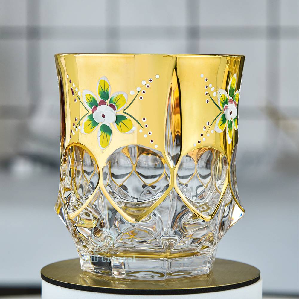 H244*W55*V800mL Enamel Flower Gold Ribbon Whiskey Decanter Sets