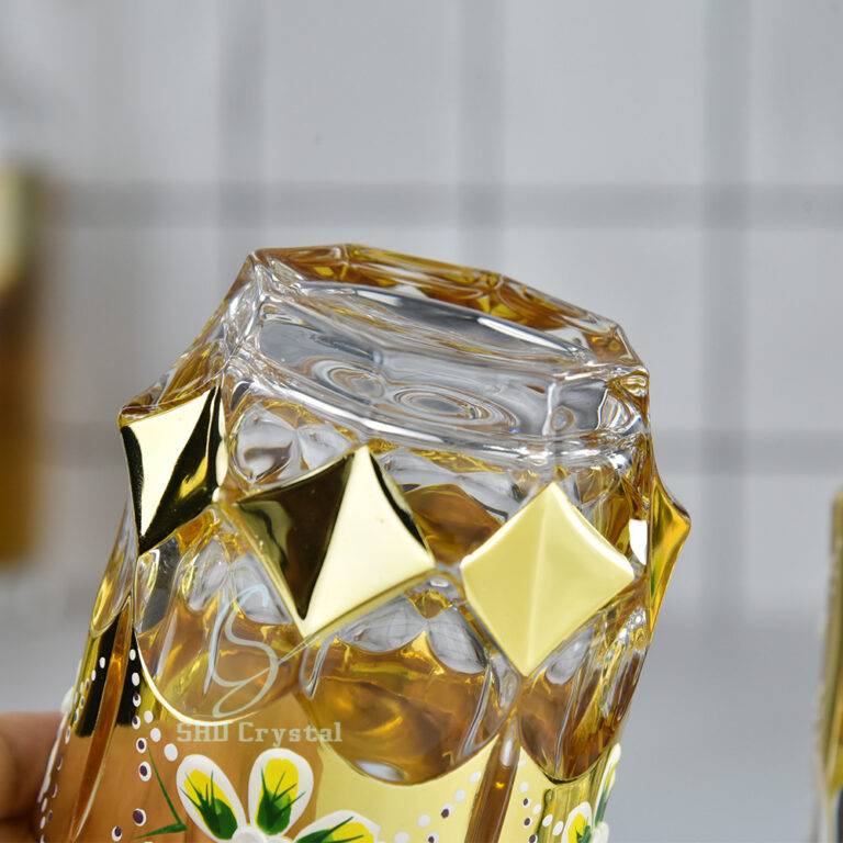 H244*W55*V800mL Enamel Flower Gold Ribbon Whiskey Decanter Sets