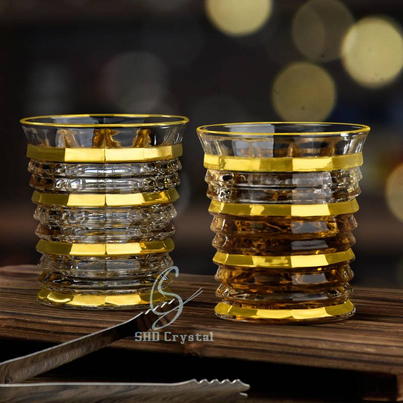 H245*W120*V940mL European Style Luxury Clear Gold Painted Whiskey Sets