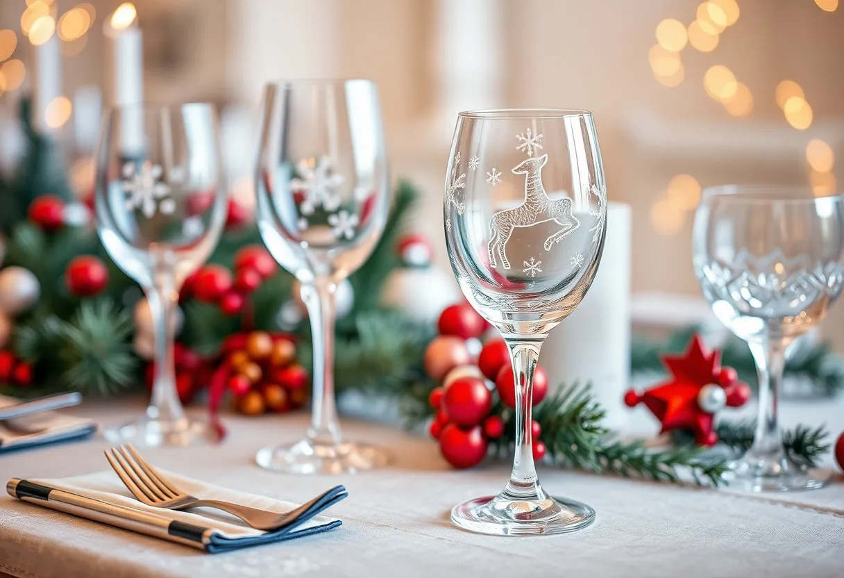 Christmas-themed glass tableware