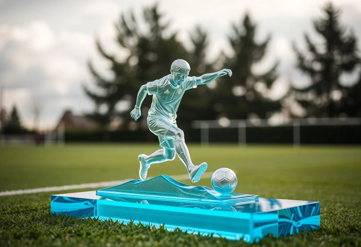 glass athlete memorial sculpture