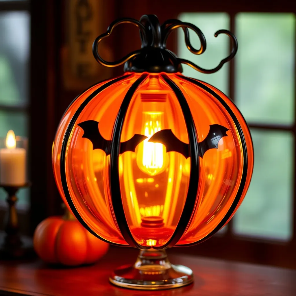 Halloween glass pumpkin lampshade