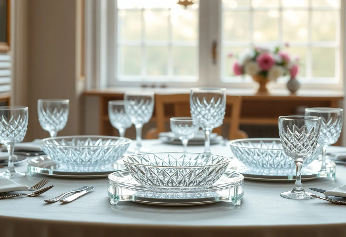 clear crystal serving pieces sets