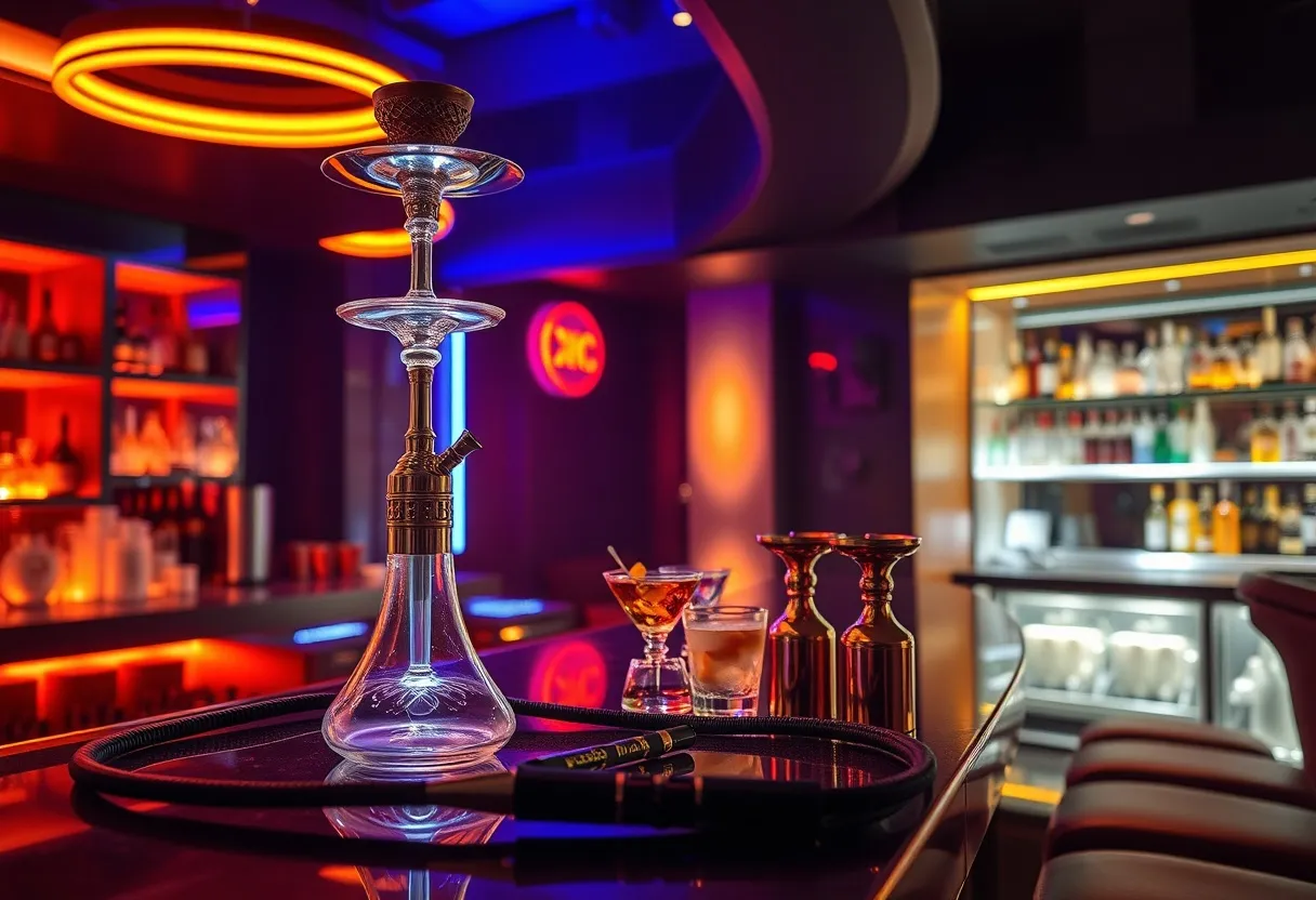 blown glass hookah set for bar
